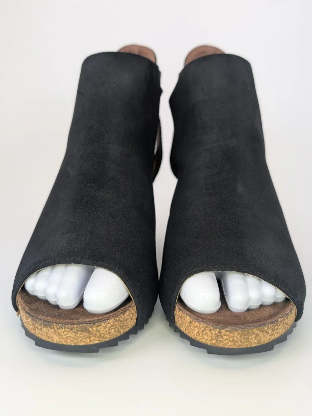 Corkey's Boutique Brand Sunburst Open Toe Wedge Dress Shoe Heels Velcro Black 8